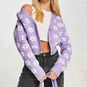Hollister Purple Floral Cardigan
